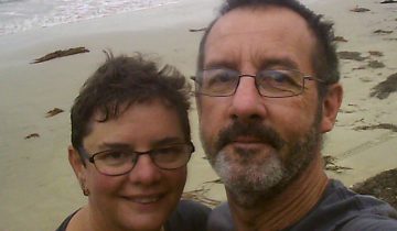 Picture of Chris and Jo on a beach