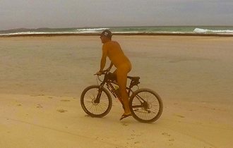 Nude on a bike